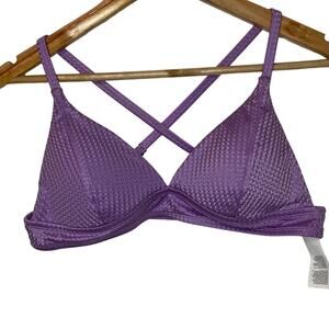 Cupshe Purple Bikini Top XL Womens Textured Padded Removable Cups Summer Beach